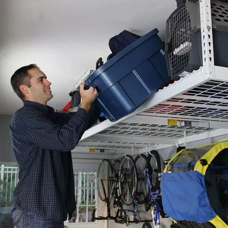 MonsterRax Étagère de rangement de garage suspendue 4' x 8' pouvant supporter jusqu'à 227 kg, blanche