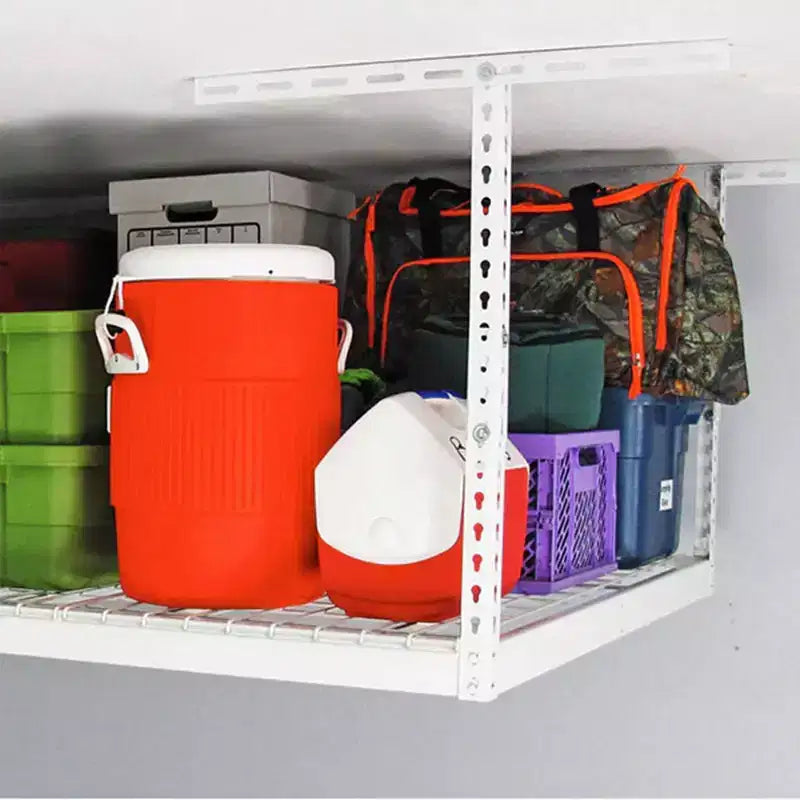 MonsterRax Étagère de rangement de garage suspendue 4' x 8' pouvant supporter jusqu'à 227 kg, blanche