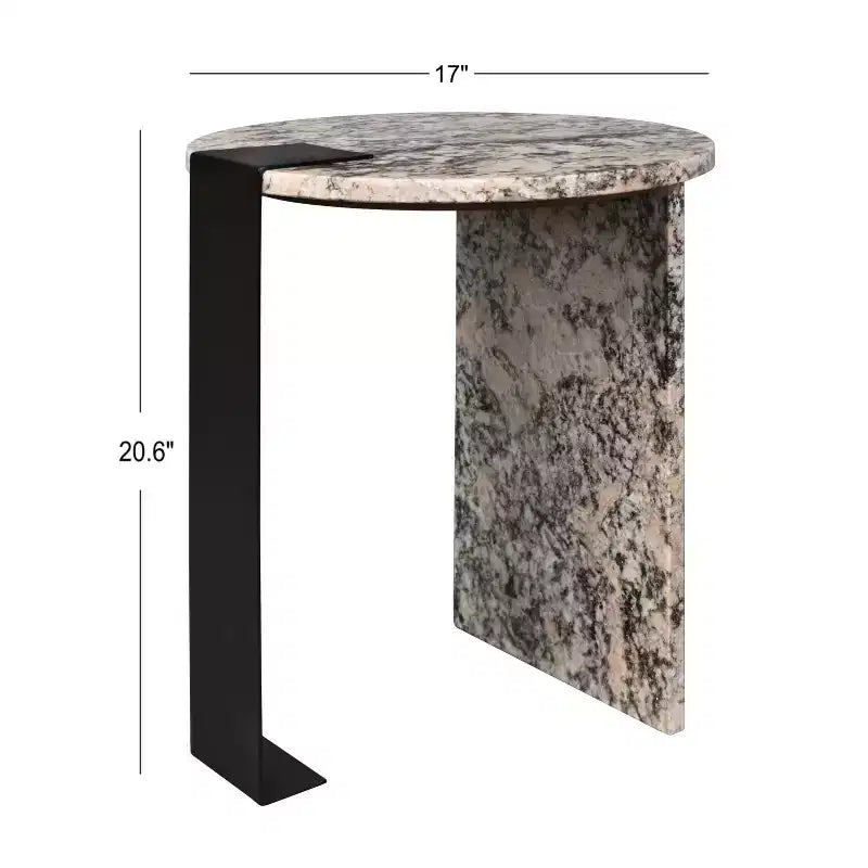 JONATHAN Y Lyra 20.66 Table d'appoint ronde contemporaine en marbre naturel/métal faite à la main