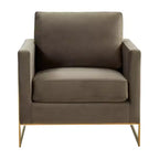 Fauteuil d'appoint rembourré LeisureMod Lincoln - Fauteuil club moderne en velours avec cadre architectural en métal doré