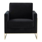 Fauteuil d'appoint rembourré LeisureMod Lincoln - Fauteuil club moderne en velours avec cadre architectural en métal doré