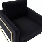 Fauteuil d'appoint rembourré LeisureMod Lincoln - Fauteuil club moderne en velours avec cadre architectural en métal doré