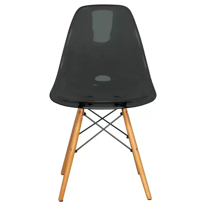 LeisureMod Cresco (Lot de 2) Chaises de salle à manger modernes en acrylique du milieu du siècle avec pieds Eiffel en bois  Chaises de cuisine et de salle à manger