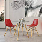 LeisureMod Cresco (Lot de 2) Chaises de salle à manger modernes en acrylique du milieu du siècle avec pieds Eiffel en bois  Chaises de cuisine et de salle à manger
