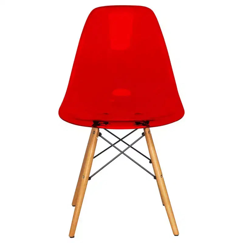 LeisureMod Cresco (Lot de 2) Chaises de salle à manger modernes en acrylique du milieu du siècle avec pieds Eiffel en bois  Chaises de cuisine et de salle à manger