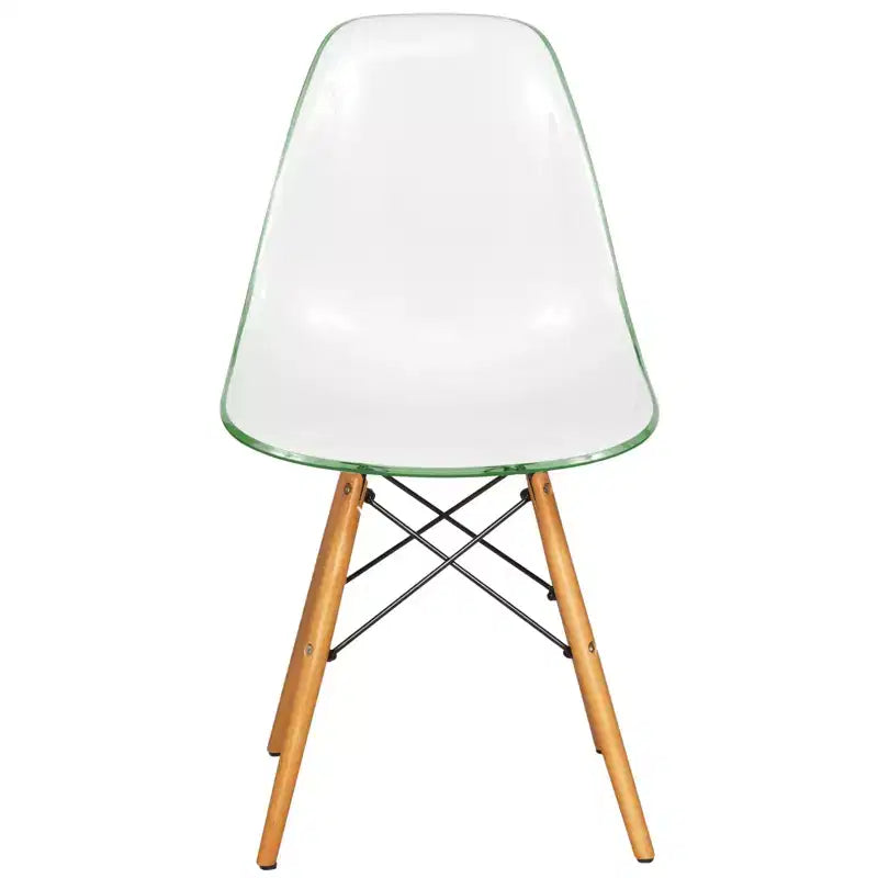 LeisureMod Cresco (Lot de 2) Chaises de salle à manger modernes en acrylique du milieu du siècle avec pieds Eiffel en bois  Chaises de cuisine et de salle à manger