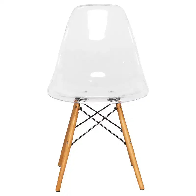 LeisureMod Cresco (Lot de 2) Chaises de salle à manger modernes en acrylique du milieu du siècle avec pieds Eiffel en bois  Chaises de cuisine et de salle à manger