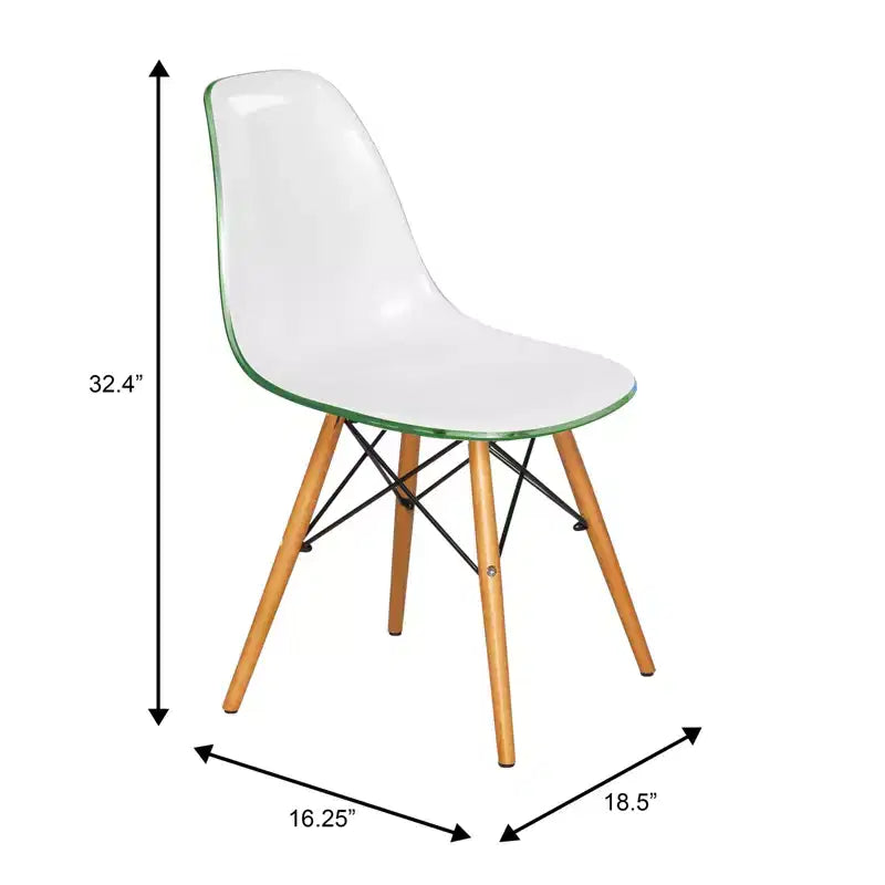 LeisureMod Cresco (Lot de 2) Chaises de salle à manger modernes en acrylique du milieu du siècle avec pieds Eiffel en bois  Chaises de cuisine et de salle à manger