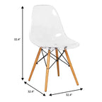 LeisureMod Cresco (Lot de 2) Chaises de salle à manger modernes en acrylique du milieu du siècle avec pieds Eiffel en bois  Chaises de cuisine et de salle à manger