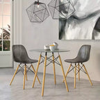 LeisureMod Cresco (Lot de 2) Chaises de salle à manger modernes en acrylique du milieu du siècle avec pieds Eiffel en bois  Chaises de cuisine et de salle à manger
