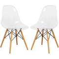 LeisureMod Cresco (Set of 2) Mid-Century Modern Acrylic Dining Chairs with Wooden Dowel Eiffel Legs  Kitchen & Dining Room Chairs