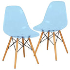 LeisureMod Cresco (Lot de 2) Chaises de salle à manger modernes en acrylique du milieu du siècle avec pieds Eiffel en bois  Chaises de cuisine et de salle à manger