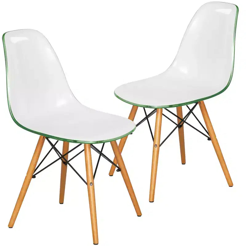 LeisureMod Cresco (Lot de 2) Chaises de salle à manger modernes en acrylique du milieu du siècle avec pieds Eiffel en bois  Chaises de cuisine et de salle à manger