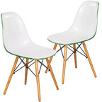 LeisureMod Cresco (Lot de 2) Chaises de salle à manger modernes en acrylique du milieu du siècle avec pieds Eiffel en bois  Chaises de cuisine et de salle à manger