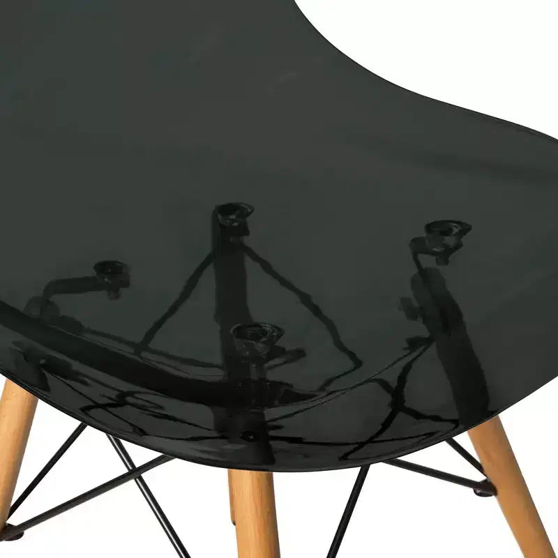 LeisureMod Cresco (Lot de 4) Chaises de salle à manger en acrylique de style moderne du milieu du siècle avec pieds Eiffel en bois Chaises de cuisine et de salle à manger