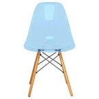 LeisureMod Cresco (Lot de 4) Chaises de salle à manger en acrylique de style moderne du milieu du siècle avec pieds Eiffel en bois Chaises de cuisine et de salle à manger
