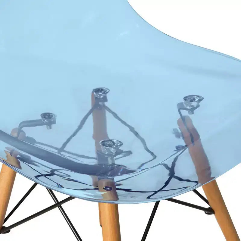 LeisureMod Cresco (Lot de 4) Chaises de salle à manger en acrylique de style moderne du milieu du siècle avec pieds Eiffel en bois Chaises de cuisine et de salle à manger