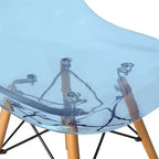 LeisureMod Cresco (Lot de 4) Chaises de salle à manger en acrylique de style moderne du milieu du siècle avec pieds Eiffel en bois Chaises de cuisine et de salle à manger