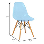 LeisureMod Cresco (Lot de 4) Chaises de salle à manger en acrylique de style moderne du milieu du siècle avec pieds Eiffel en bois Chaises de cuisine et de salle à manger