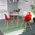 LeisureMod Cresco (Lot de 4) Chaises de salle à manger en acrylique de style moderne du milieu du siècle avec pieds Eiffel en bois Chaises de cuisine et de salle à manger