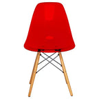 LeisureMod Cresco (Lot de 4) Chaises de salle à manger en acrylique de style moderne du milieu du siècle avec pieds Eiffel en bois Chaises de cuisine et de salle à manger