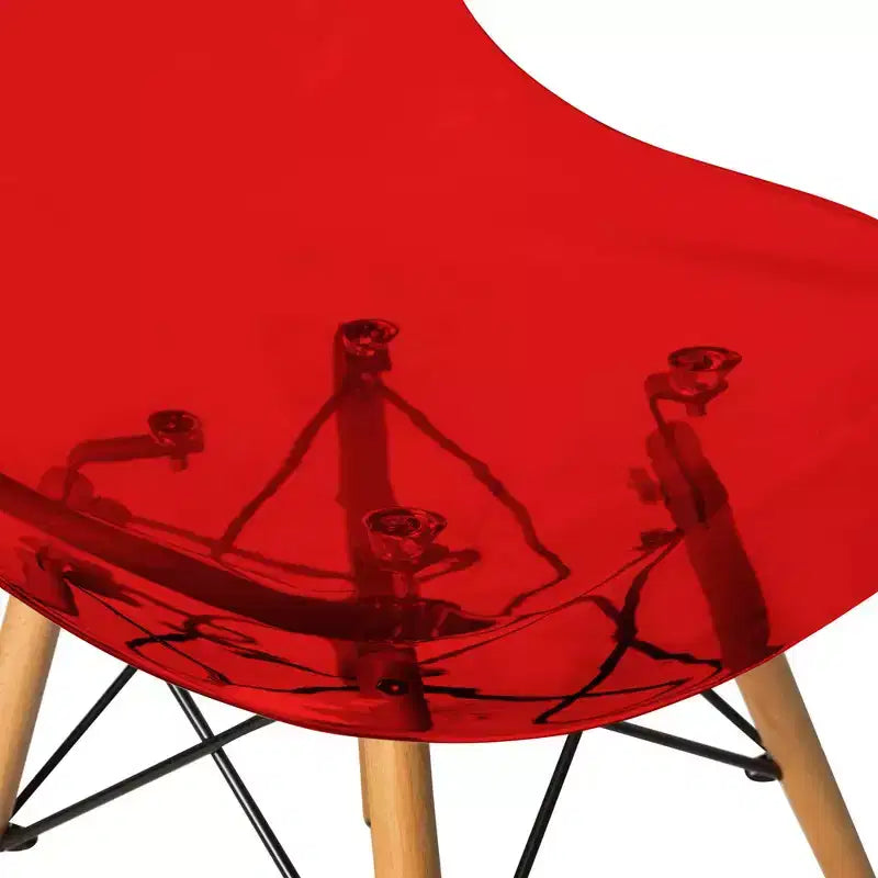 LeisureMod Cresco (Lot de 4) Chaises de salle à manger en acrylique de style moderne du milieu du siècle avec pieds Eiffel en bois Chaises de cuisine et de salle à manger