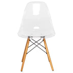 LeisureMod Cresco (Lot de 4) Chaises de salle à manger en acrylique de style moderne du milieu du siècle avec pieds Eiffel en bois Chaises de cuisine et de salle à manger