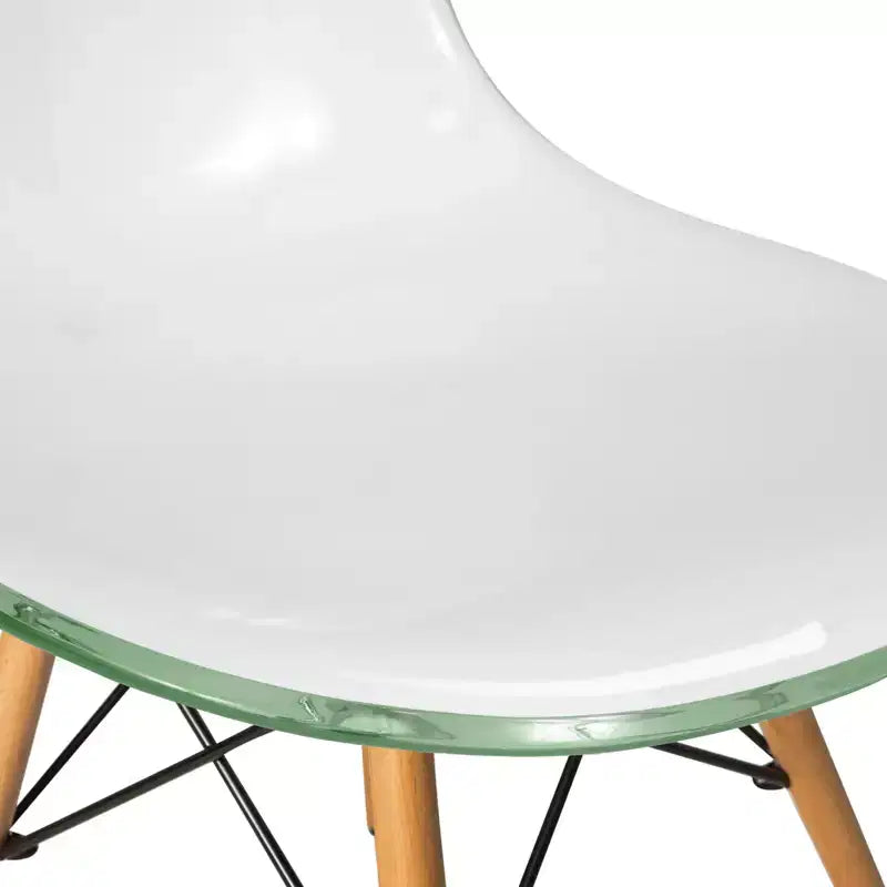 LeisureMod Cresco (Lot de 4) Chaises de salle à manger en acrylique de style moderne du milieu du siècle avec pieds Eiffel en bois Chaises de cuisine et de salle à manger