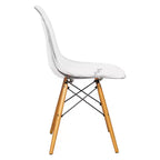 LeisureMod Cresco (Lot de 4) Chaises de salle à manger en acrylique de style moderne du milieu du siècle avec pieds Eiffel en bois Chaises de cuisine et de salle à manger
