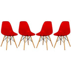 LeisureMod Cresco (Lot de 4) Chaises de salle à manger en acrylique de style moderne du milieu du siècle avec pieds Eiffel en bois Chaises de cuisine et de salle à manger