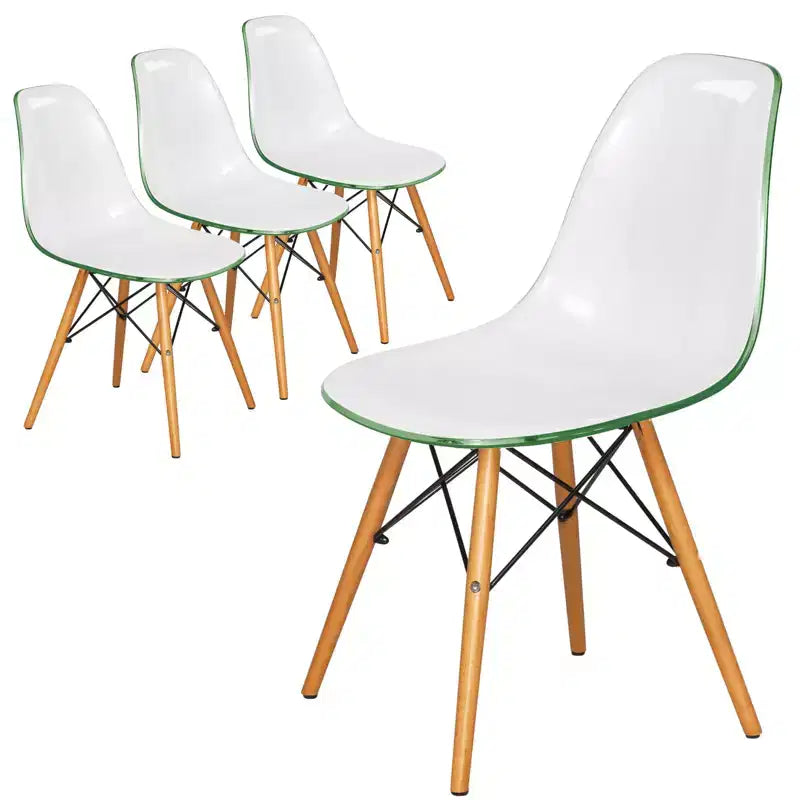 LeisureMod Cresco (Lot de 4) Chaises de salle à manger en acrylique de style moderne du milieu du siècle avec pieds Eiffel en bois Chaises de cuisine et de salle à manger