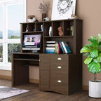 Home Office Desk Computer Desk with Hutch, Writing Desk Workstation with Drawers 4W - ModernLuxe