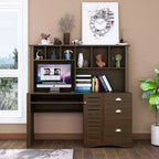 Bureau d'ordinateur à domicile avec huche, poste de travail avec tiroirs 4W - ModernLuxe