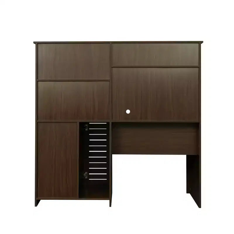 Bureau d'ordinateur à domicile avec huche, poste de travail avec tiroirs 4W - ModernLuxe