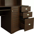 Bureau d'ordinateur à domicile avec huche, poste de travail avec tiroirs 4W - ModernLuxe