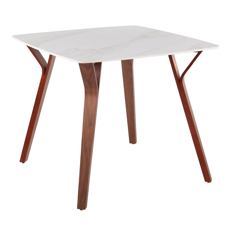 Table de salle à manger avec plateau en marbre texturé