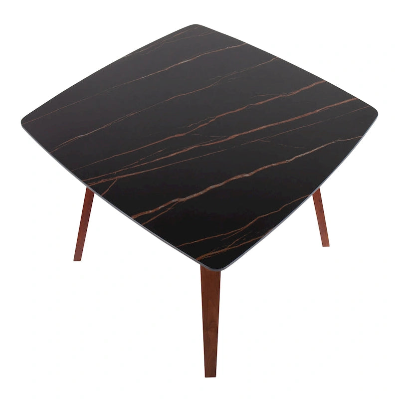 Table de salle à manger avec plateau en marbre texturé