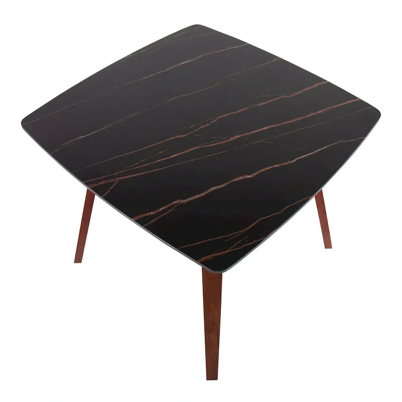 Table de salle à manger avec plateau en marbre texturé