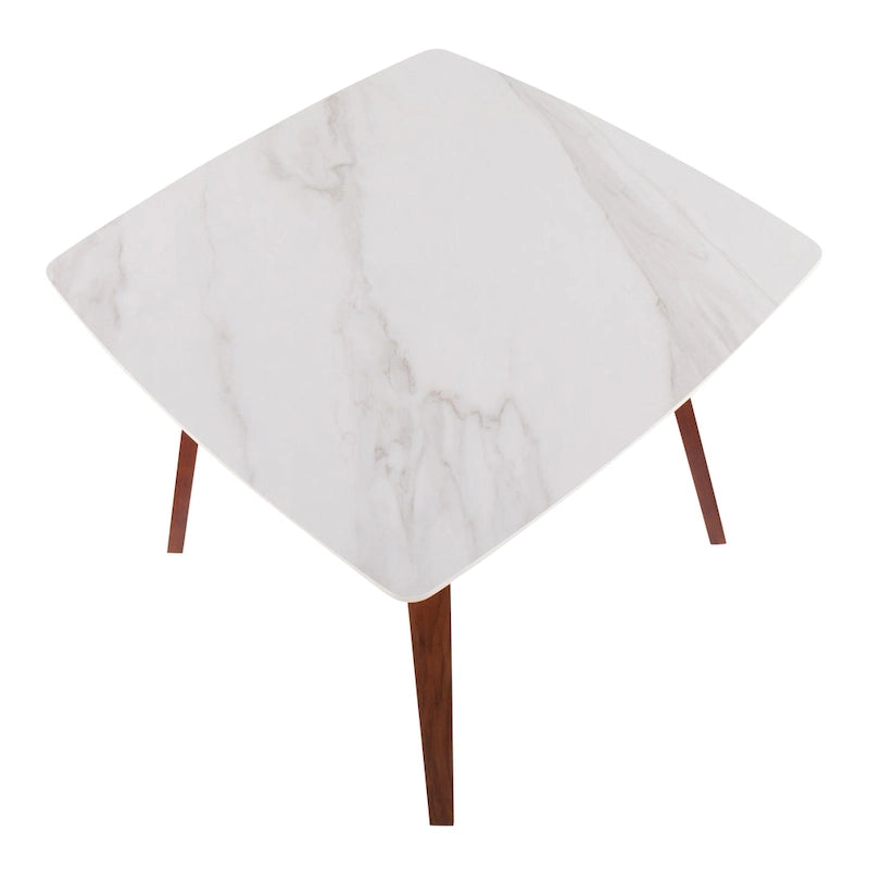 Table de salle à manger avec plateau en marbre texturé
