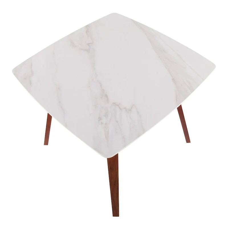Table de salle à manger avec plateau en marbre texturé