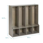 Vestiaire 4 sections ECR4Kids Streamline pour tout-petits avec banc, mobilier de classe