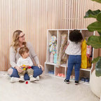 Vestiaire 4 sections ECR4Kids Streamline pour tout-petits avec banc, mobilier de classe