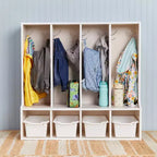 Vestiaire 4 sections ECR4Kids Streamline pour tout-petits avec banc, mobilier de classe