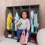 Vestiaire 4 sections ECR4Kids Streamline pour tout-petits avec banc, mobilier de classe