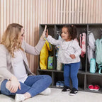 Vestiaire 4 sections ECR4Kids Streamline pour tout-petits avec banc, mobilier de classe