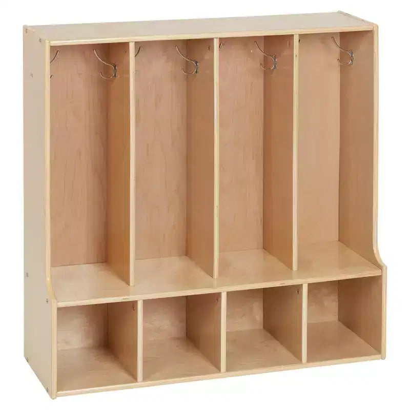 Vestiaire 4 sections ECR4Kids Streamline pour tout-petits avec banc, mobilier de classe