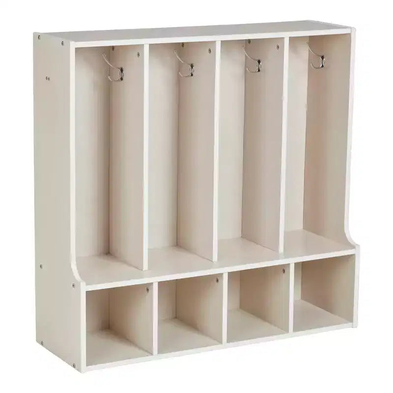 Vestiaire 4 sections ECR4Kids Streamline pour tout-petits avec banc, mobilier de classe