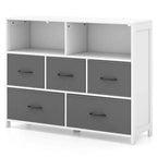 Commode Costway 5/7 tiroirs pour chambre à coucher, avec 2 grands bacs en tissu, Blanc