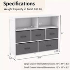 Commode Costway 5/7 tiroirs pour chambre à coucher, avec 2 grands bacs en tissu, Blanc