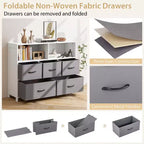 Commode Costway 5/7 tiroirs pour chambre à coucher, avec 2 grands bacs en tissu, Blanc